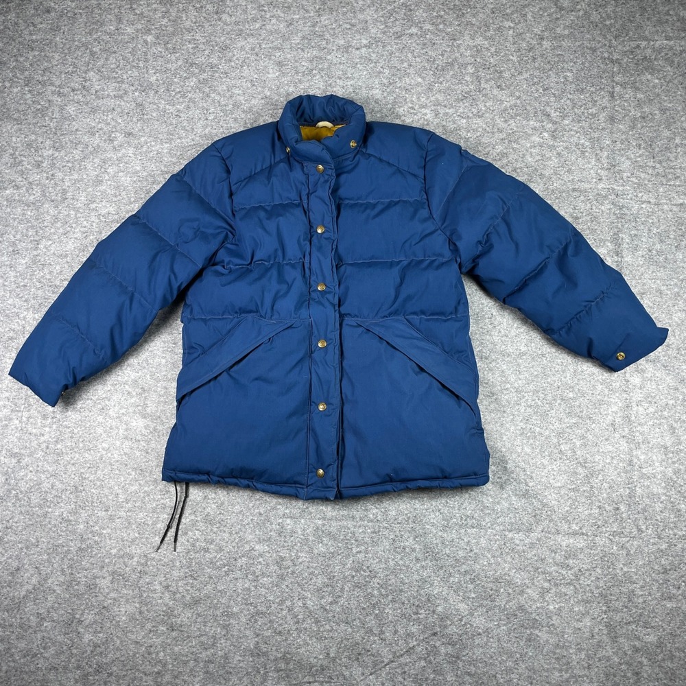 Vintage Eddie Bauer Goose Down Puffer Jacket Womens M Blue Quilted Parka 70s
